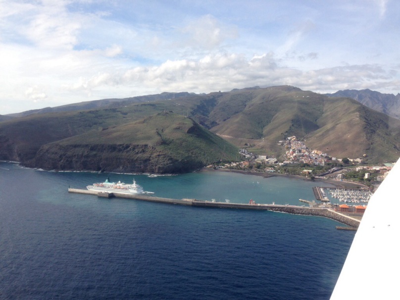 Harbour at La Gomera and Naviera Armas ship