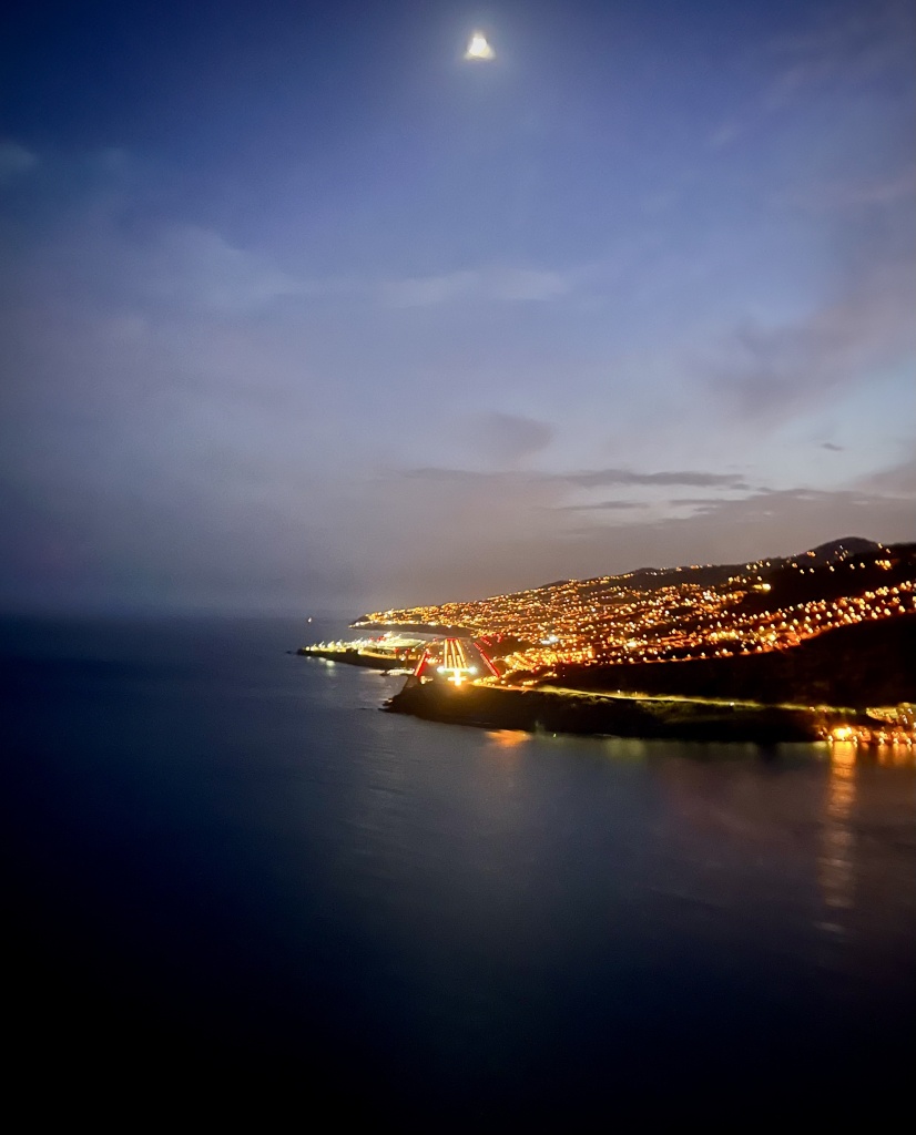 Night approach to Runway 23 at Madeira airport